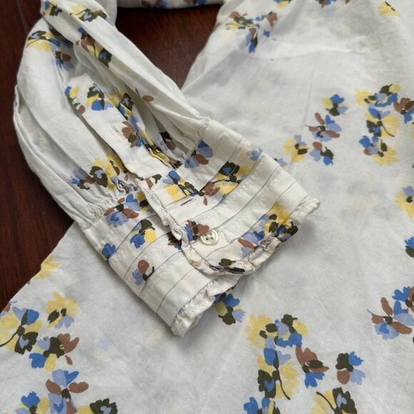 Talbots Womens Pleated Trim Floral Shirt 100% cotton Sz Large - Picture 6 of 7